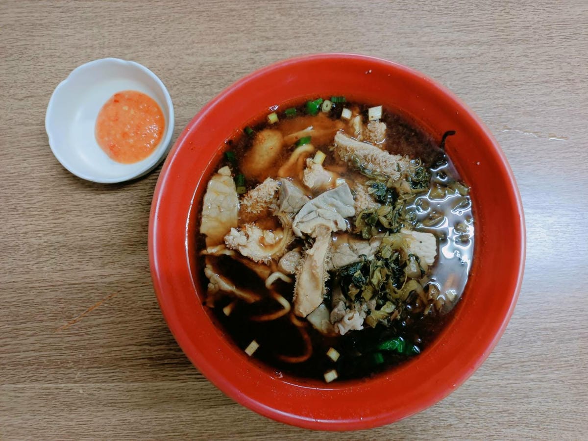 牛雜麵+沾醬,大湖牛雜拉麵,大湖麵店推薦